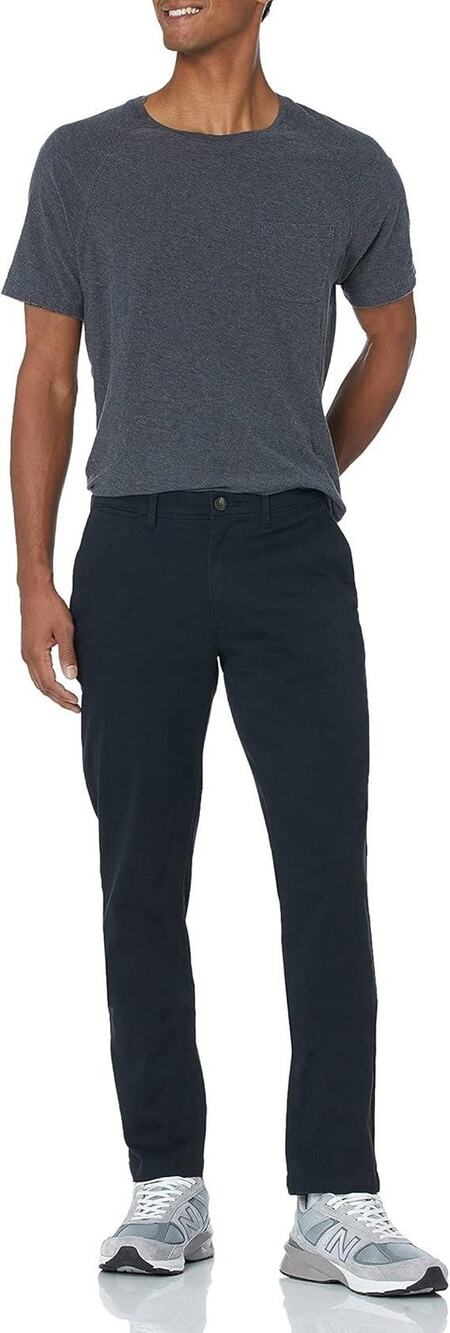 Amazon Essentials Pants Mens 36x32 Black Slim Fit Stretch Chino Casual New NWT